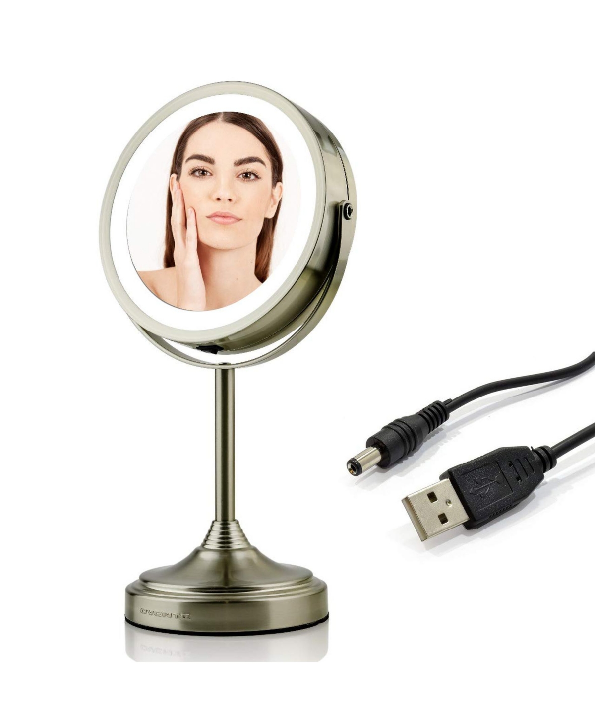 7" Dual Sided Tabletop Makeup Mirror with Led - Gray