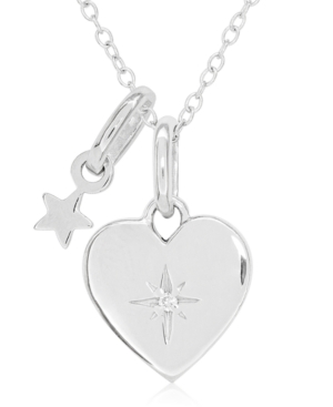 Rhona Sutton My Very Own Diamond Children's Diamond Accent Heart Necklace In Sterling Silver