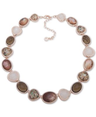 Anne Klein - Rose Gold-Tone Multi-Stone Collar Necklace, 16" + 3" extender