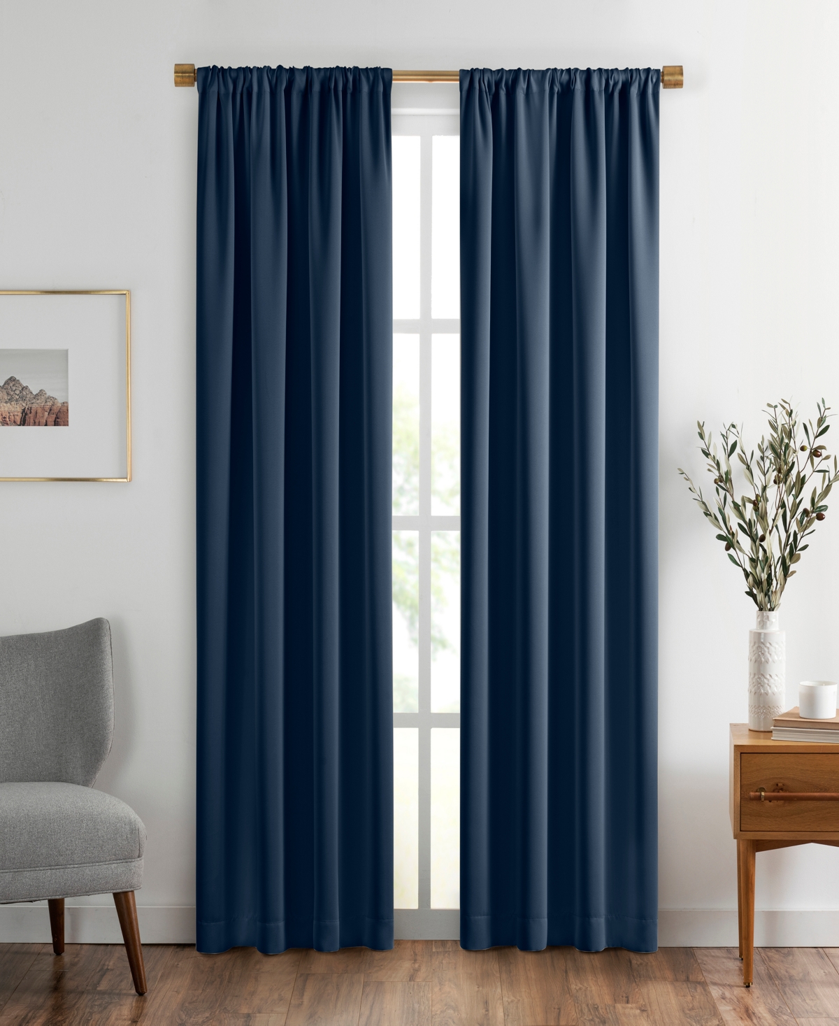 Elrene Sunveil Vanderbilt Extra Wide Blackout Window Curtain, 52"x95" In Navy