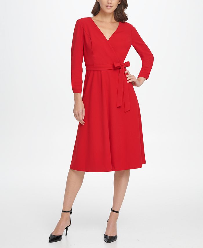 Surplice fit and flare dress sales