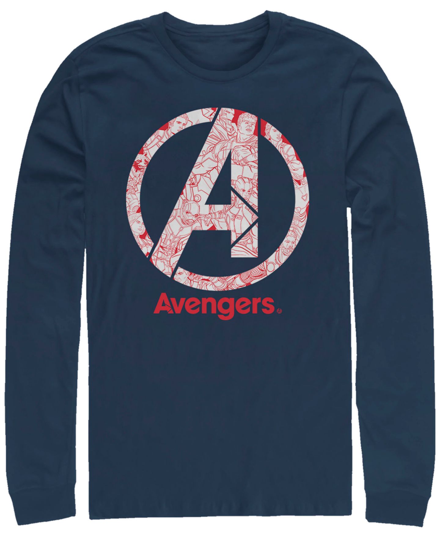 Мужская футболка Fifth Sun Marvel Avengers Endgame Line Art Logo, Long Sleeve, цвет: Тёмно-синий — фото 2