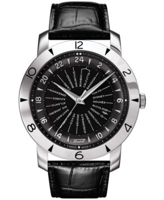 Tissot - Men's Swiss Automatic Heritage Navigator 160th Anniversary Black Leather Strap Watch 43mm