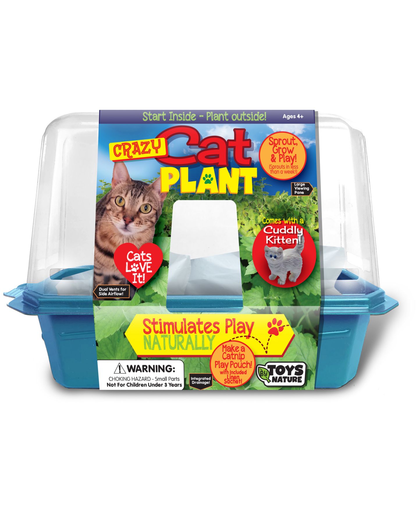 Детские игрушки Areyougame Miniature World Crazy Cat Plant Catnip-Growing Greenhouse Kit, Ages 4+ — фото 1