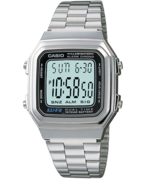 Shop Casio Unisex Digital Stainless Steel Bracelet Watch 32mm In Silver