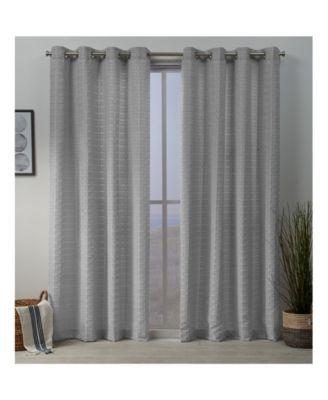 Squared Embellished Grommet Top Curtain Panel Pair