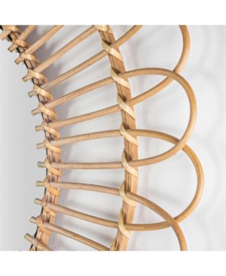 American Art Decor Woven Rattan Sunburst Accent Wall Mirror