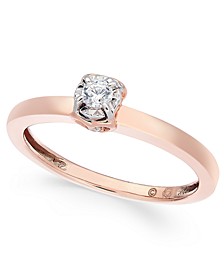 Diamond Solitaire Side Heart Promise Ring (1/10 ct. t.w.) in 10k Rose Gold