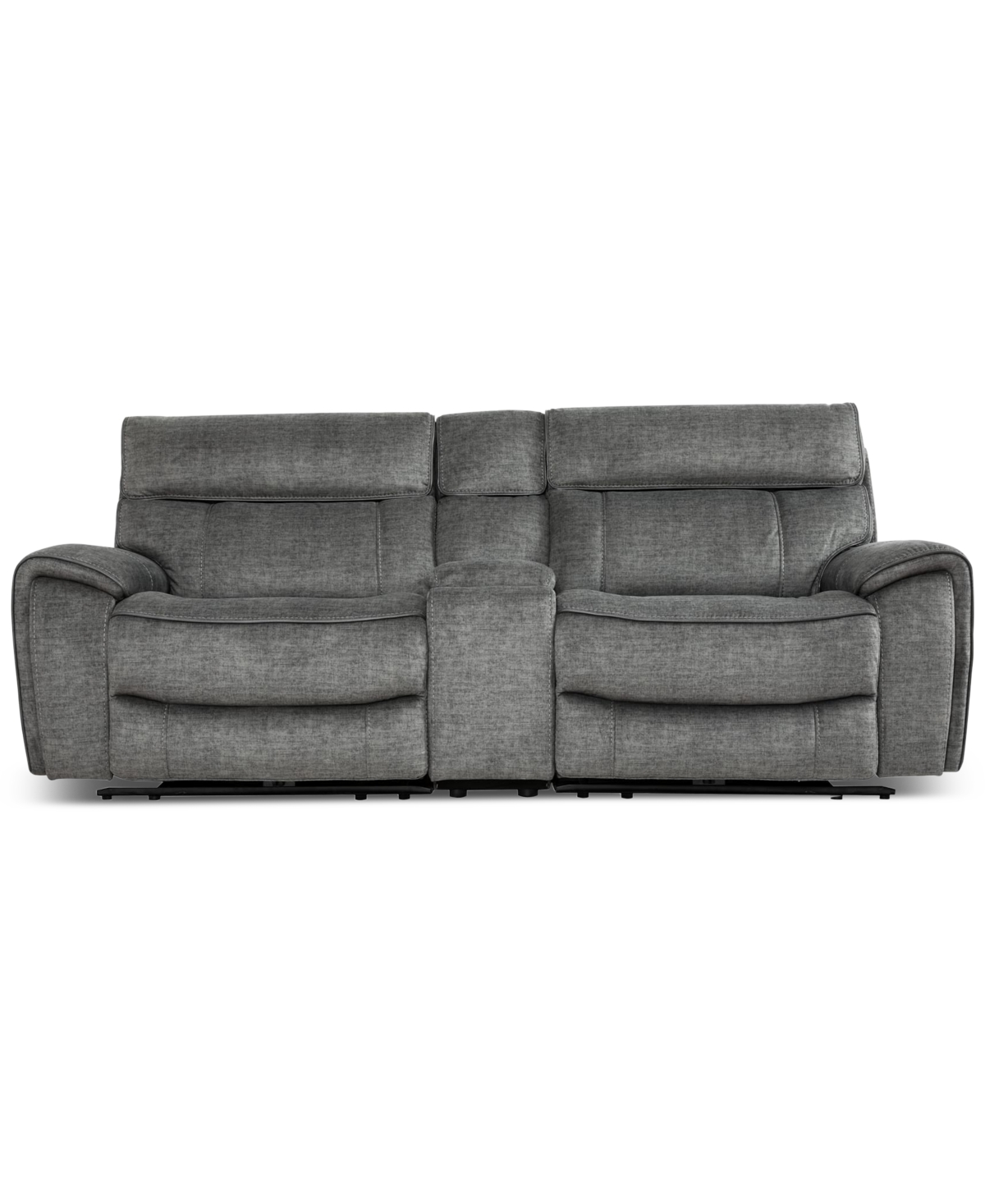 Furniture Hutchenson 3-pc. Fabric Sectional With 2 Power Recliners, Power Headrests And Console In Charcoal Moss