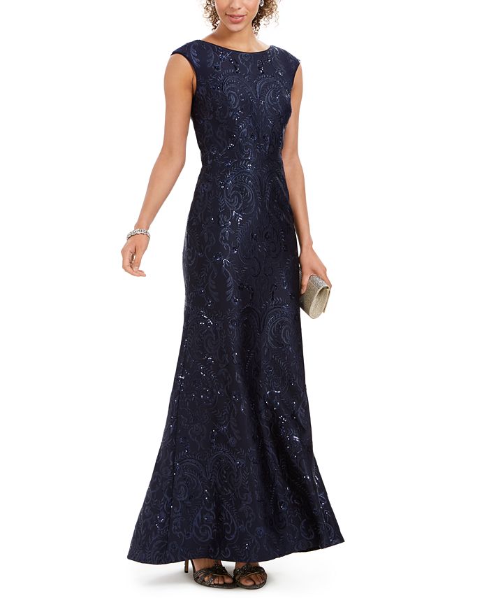 vince camuto sequin bodice gown