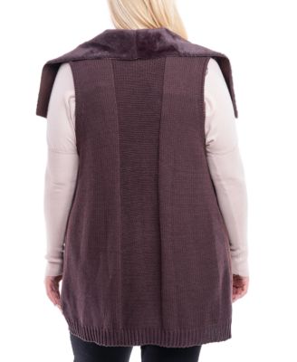 Fever Plus Size Faux-Shearling Sweater Vest