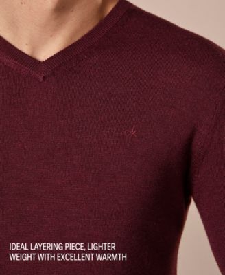 Calvin Klein Men's Merino Wool  V-Neck Sweater