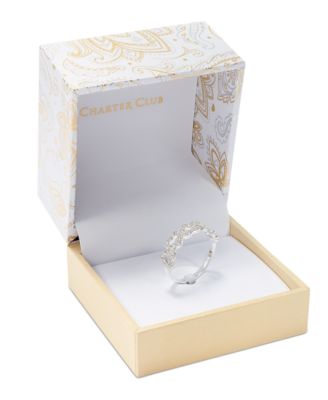 Fine Silver Plate or 18K Rose Gold Plate Pav&eacute; Open Heart Ring, Created for Macy's