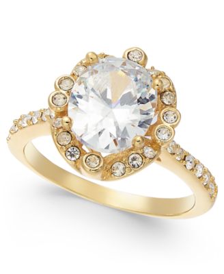 Charter Club - Gold-Tone Crystal Oval Halo Ring