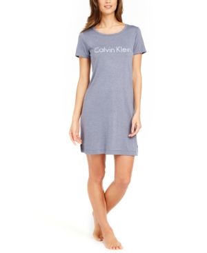 Calvin Klein Logo Print Sleepshirt Nightgown In Scorched Denim