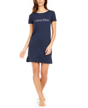Calvin Klein Logo Print Sleepshirt Nightgown In Shoreline