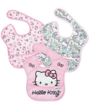 Bumkins 3-pack Superbib Waterproof Baby Bibs In Hello Kitty
