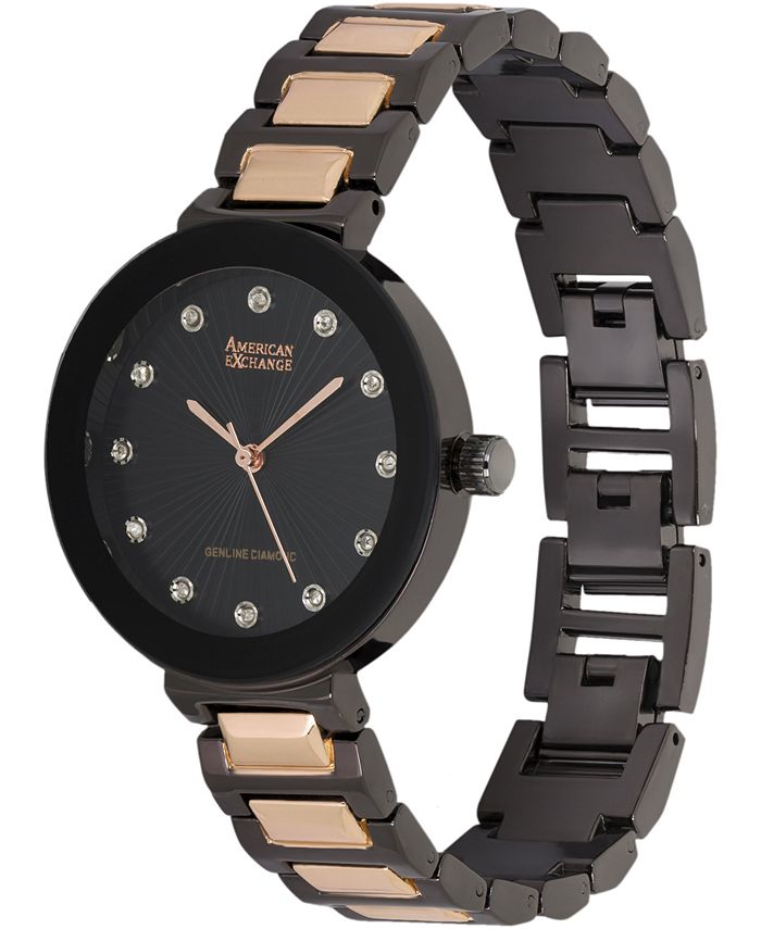 American Exchange Ladies Genuine Diamond Collection Watch, 34mm - Macy's