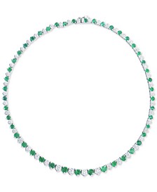 Emerald (15 ct. t.w.) & Diamond (2-1/2 ct. t.w.) 16" Statement Necklace in 14k White Gold