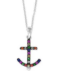 EFFY® Multi-Gemstone (1/5 ct. t.w.) Anchor 18" Pendant Necklace in Sterling Silver