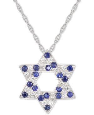 image of Lab-Created Blue Sapphire (3/8 ct. t.w.) & White Sapphire (1/3 ct. t.w.) Star of David 18