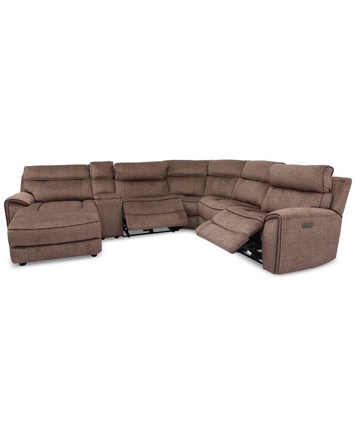 Furniture - Hutchenson 6-Pc. Fabric Chaise Sectional with 2 Power Recliners and Console