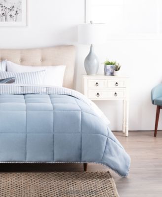 Brookside - Striped Reversible Chambray Comforter Set, California King