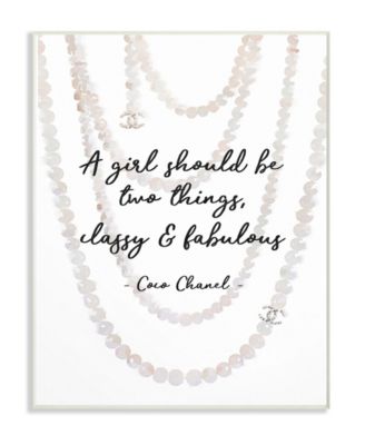 Classy and Fabulous Fashion Quote with Pearls Wall Plaque Art, 10" L x 15" H