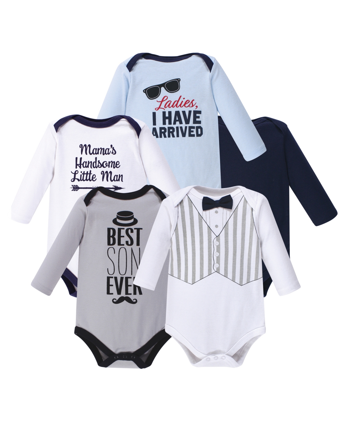 Hudson Baby Soft Cotton Long-Sleeve Bodysuit Bundle 5-Count