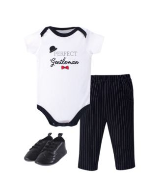 Little Treasure Baby Boys Treasure Cotton 3-Piece Layette Set with Footwear - Black 22$