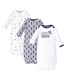 Baby Girl Cotton Gowns, 3-Pack