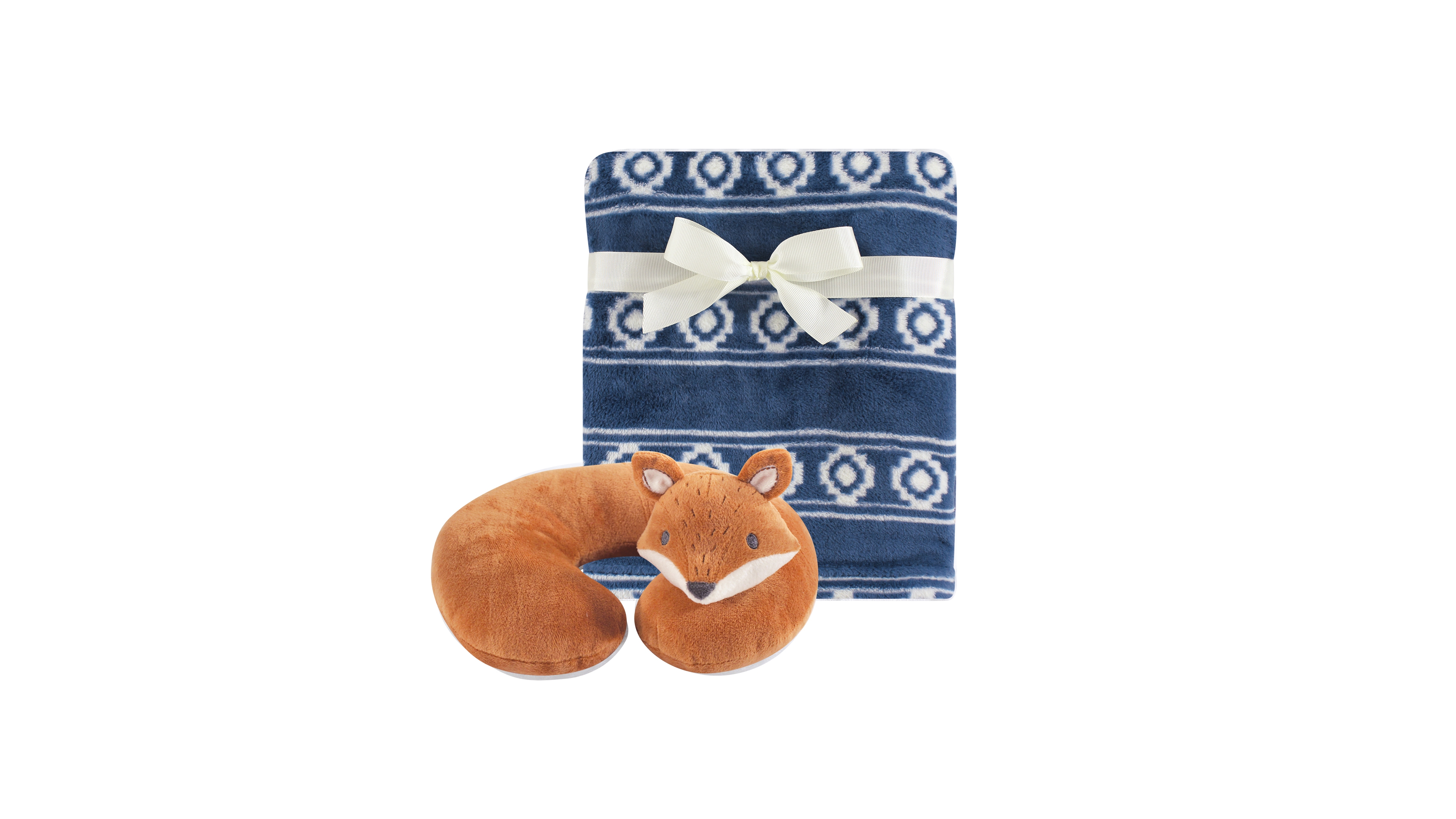 Hudson Baby Boys Neck Pillow and Plush Blanket Set