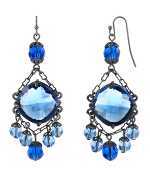image of 2028 Black-Tone Chandelier Wire Drop Earrings