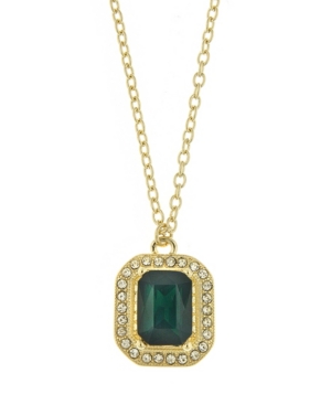 image of 2028 Gold-Tone Stone and Crystal Octagon Pendant Necklace