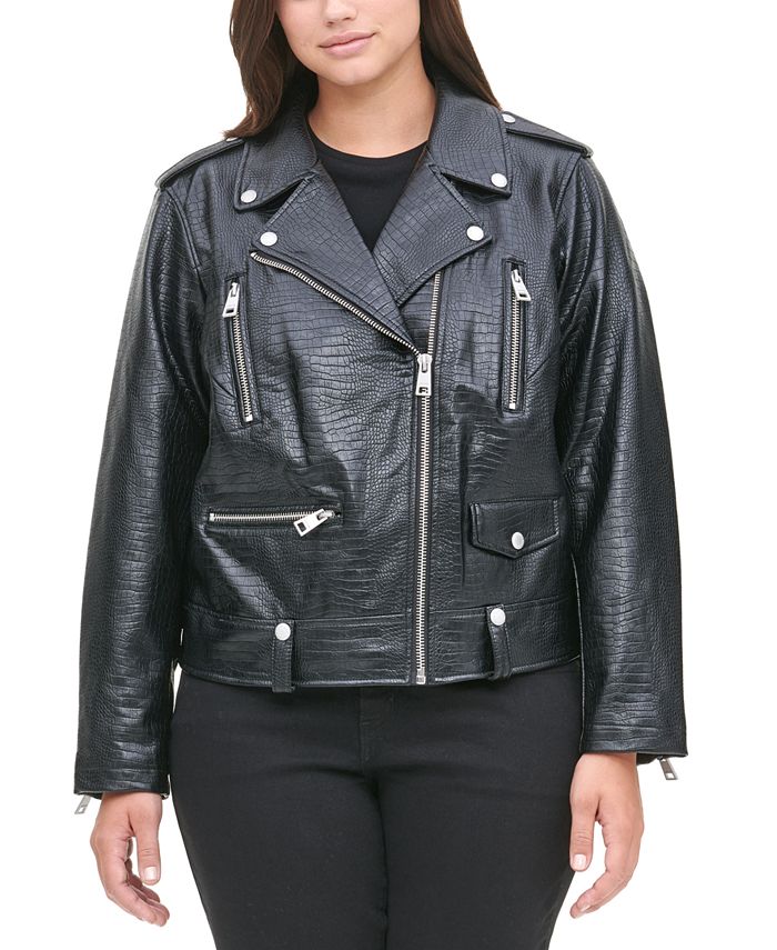 Plus Size Faux Leather Moto Jacket