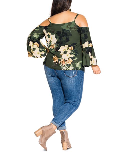 City Chic Trendy Plus Size Jasmine Green Top & Reviews ...