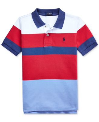 Polo Ralph Lauren Little Boys Striped Cotton Mesh Polo Shirt - Macy's