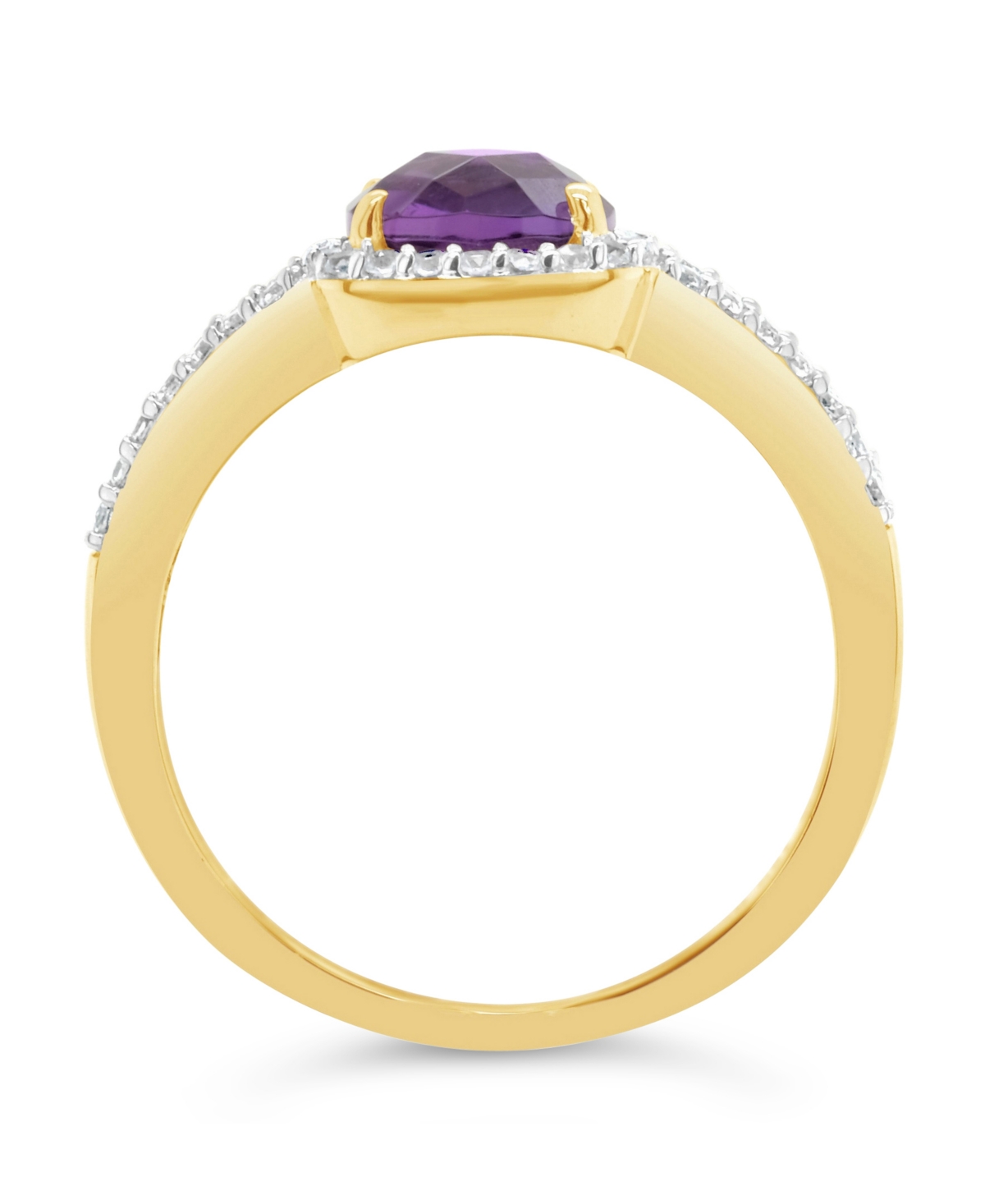 (1-1/3 ct. t.w.) and Lab Grown White Sapphire (1/4 ct. t.w.) Ring in 10k Yellow Gold - Amethyst