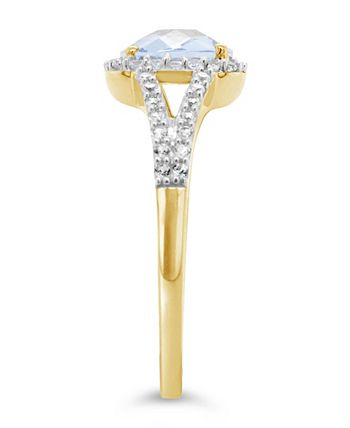 Macy's - Blue Topaz (1-5/8 ct. t.w.) and Created White Sapphire (1/4 ct. t.w.) Ring in 10k Yellow Gold
