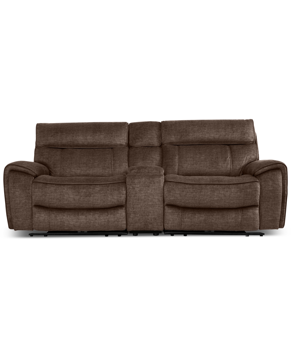 Furniture Hutchenson 3-pc. Fabric Sectional With 2 Power Recliners, Power Headrests And Console In Chocolate Brown