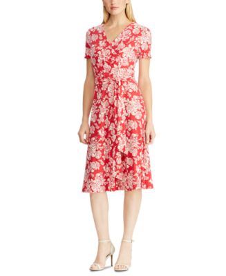 Lauren Ralph Lauren Belted Floral-Print Jersey Dress & Reviews ...
