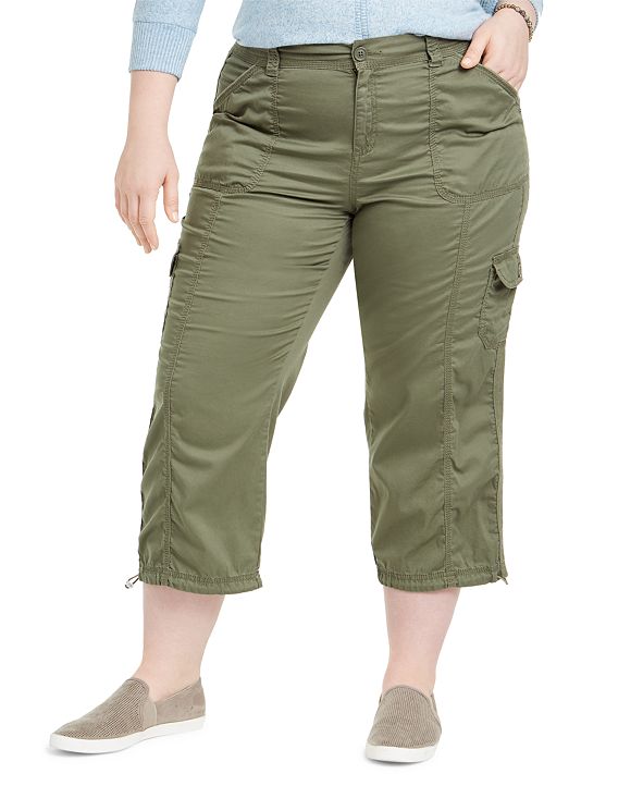 Style & Co Plus Size Cotton Bungee Cargo Capri Pants, Created for Macy ...