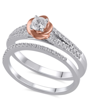 image of Certified Diamond (1/2 ct. t.w.) Bridal Set in 14K White and Rose Gold
