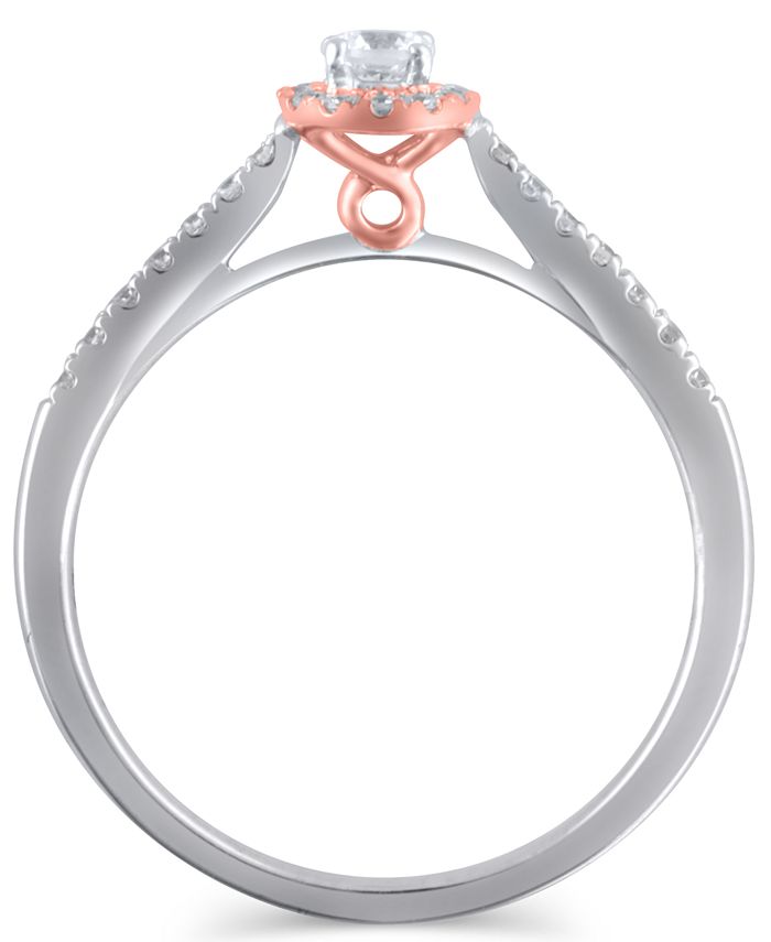 Macy's - Certified Diamond (3/8 ct. t.w.) Bridal Set in 14K White and Rose Gold