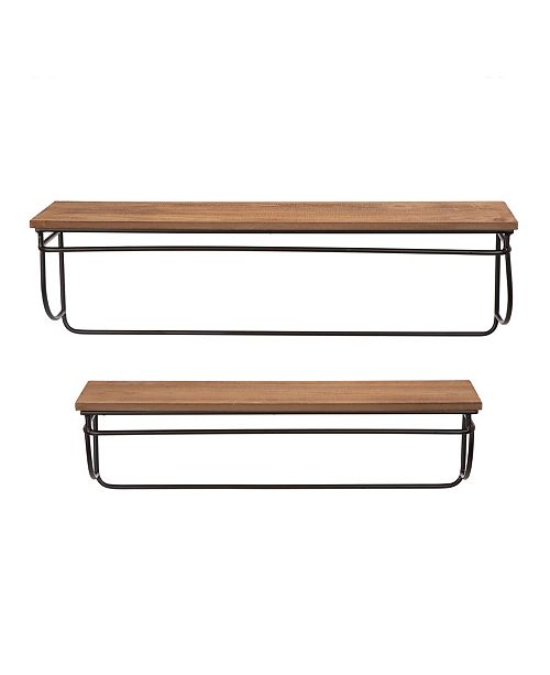 Glitzhome Farmhouse Metal And Wooden Wall Shelves Set Of 2 Reviews Home Macy S