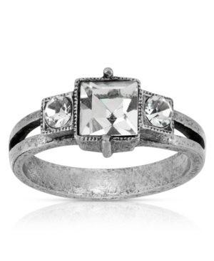 image of Pewter Square Crystal Ring