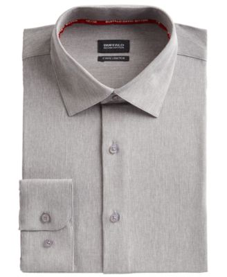 Buffalo David Bitton - Men's Slim-Fit Performance Stretch Gray Solid Chambray Dress Shirt