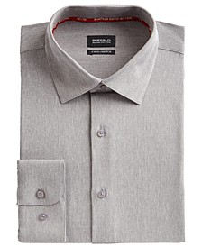 Men's Slim-Fit Performance Stretch Gray Solid Chambray Dress Shirt