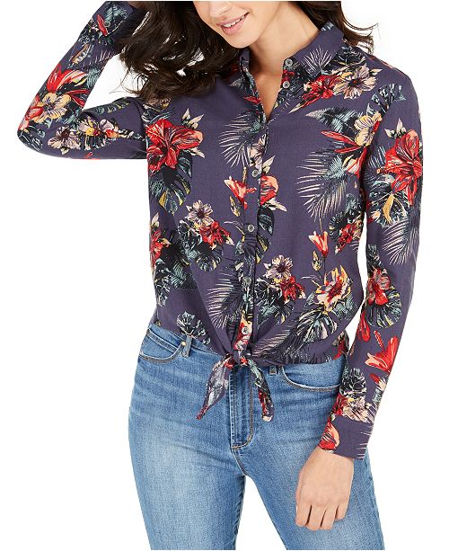 Roxy Juniors Suburb Vibes Tie Front Shirt Reviews Tops