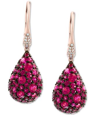 EFFY Collection - Certified Ruby (4 ct. t.w.) & Diamond (1/10 ct.t.w.) Drop Earrings in 14k Rose Gold